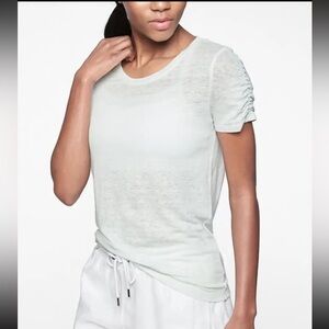 Athleta Linen Ruched Tee Shirt Spring‎ Mint Size Large